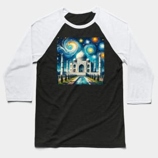 Taj Mahal India Starry Night - Beautiful Iconic Places Baseball T-Shirt